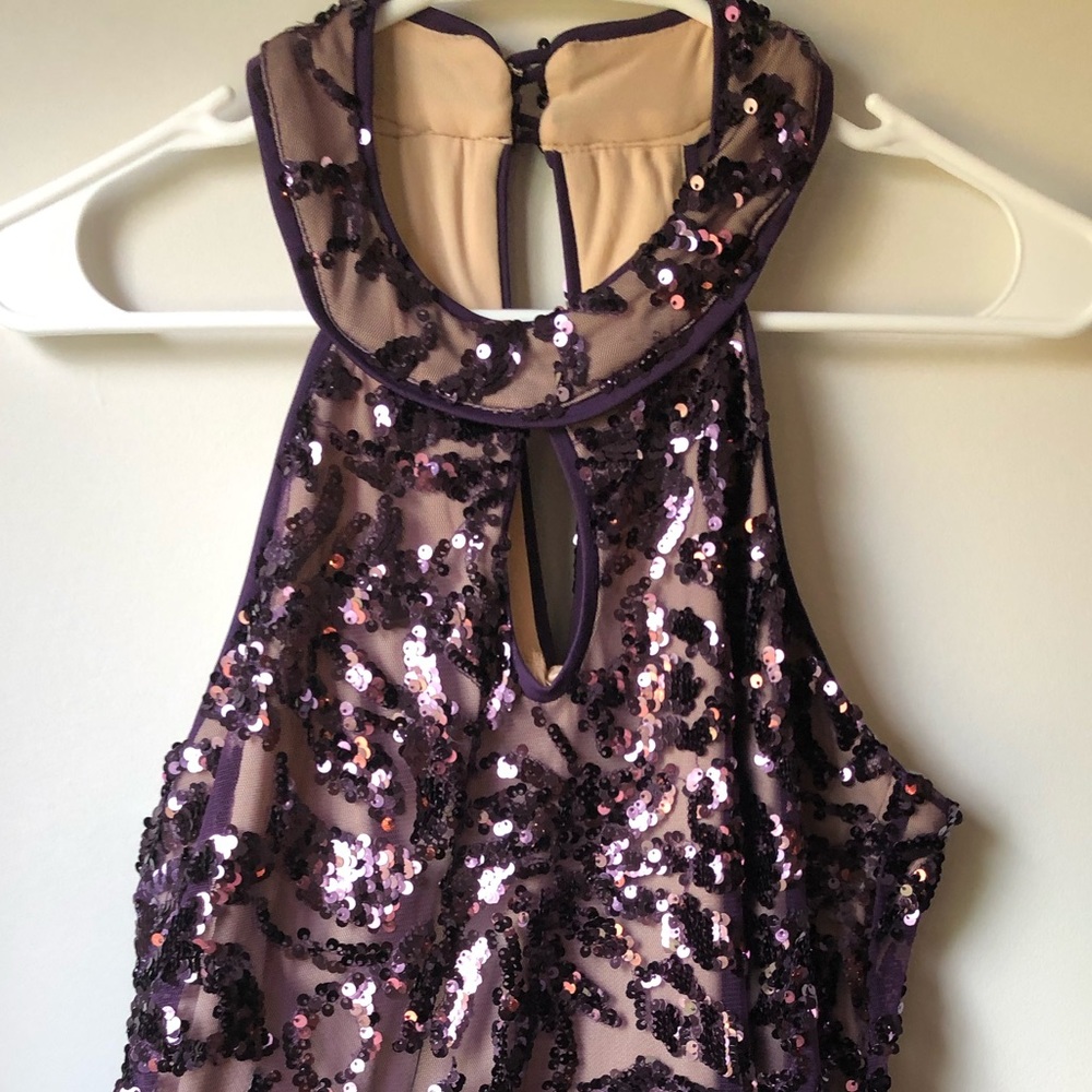 Plum Sequin High-Neck Cocktail Dress